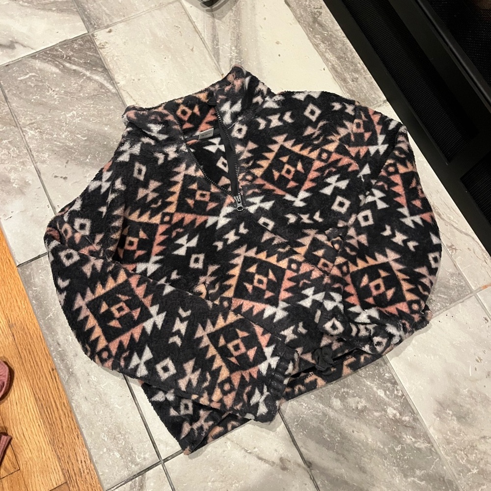 Old Navy Black and Pink Patterned Kids Hoodie